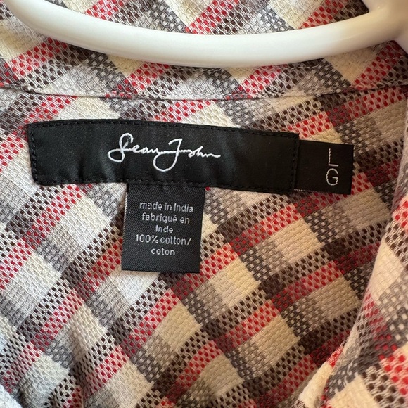 Sean John Men's Red, Grey and White Checkered Shirt - Picture 4 of 7